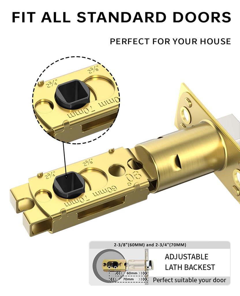 4 Pack Privacy Gold Knurled Door Handles, Door Lever with Door Knobs Indoor , Heavy Duty Brushed Gold Door Handles