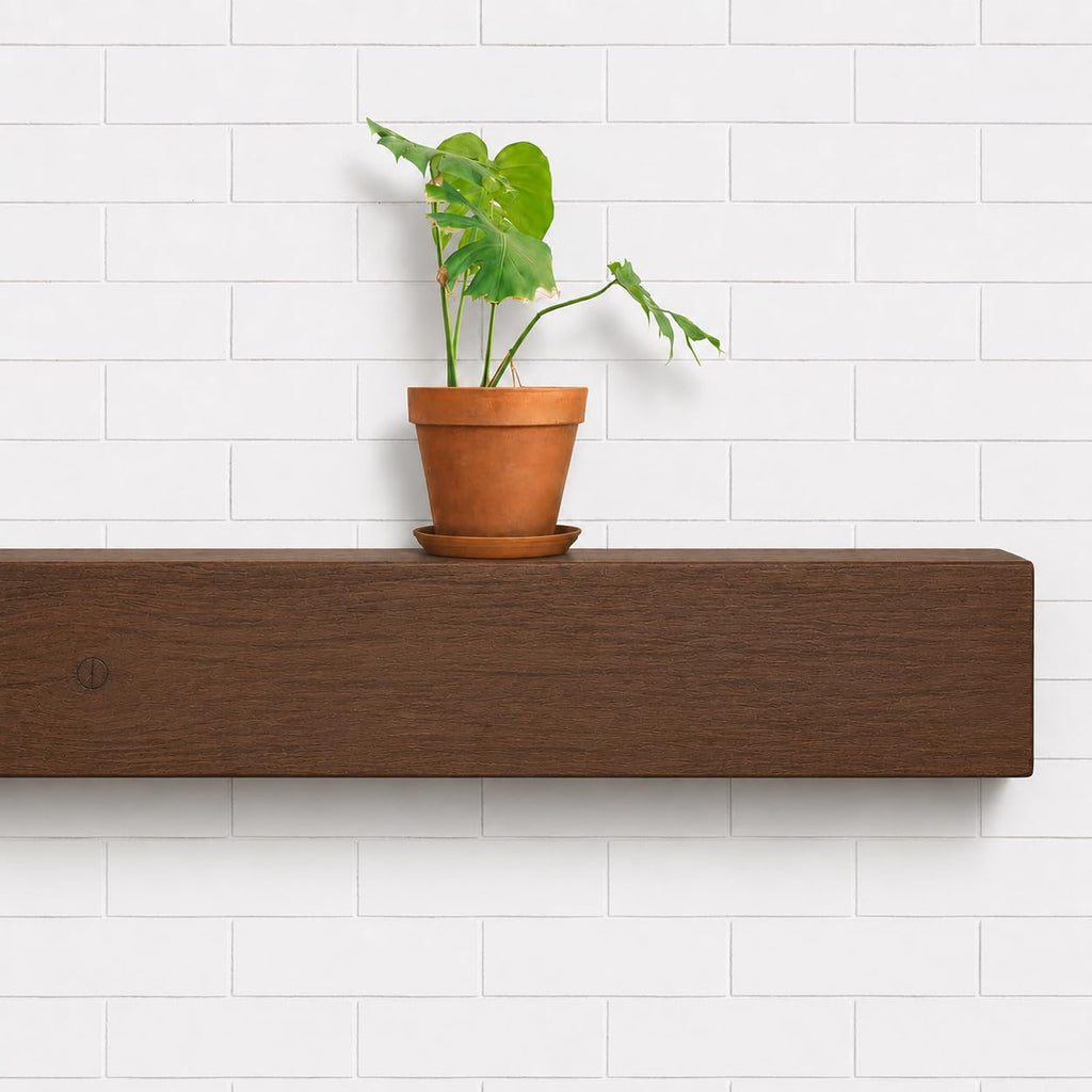 Fireplace Mantel, Rustic, Shelf, Floating Mantle, Real Wood, Beam, (Provincial, 60Lx6Hx8D)