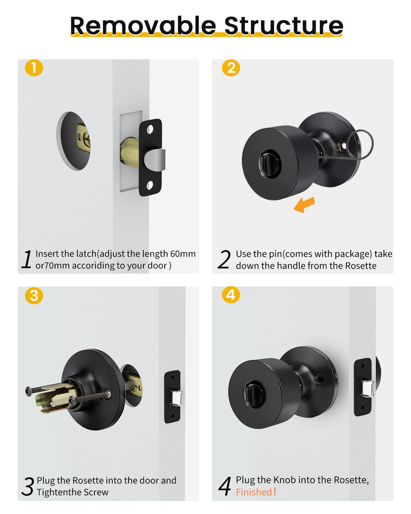 Matte Black Entry Door Locksets with Deadbolt 1 Pack