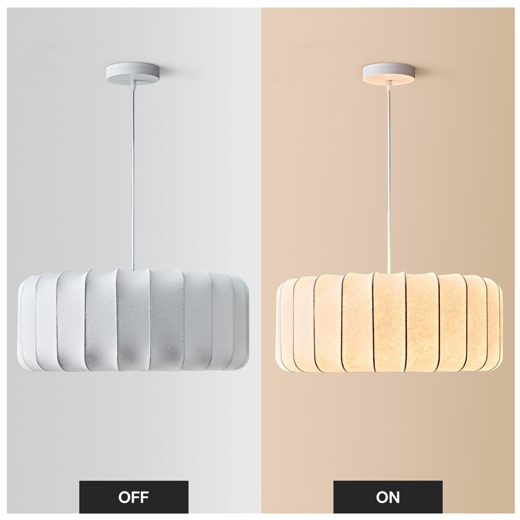 20 inch Lantern Pendant Light Wabi Sabi 3 Color Adjustable Ceiling Hanging Lamp Chandelier with White Imitation Silk