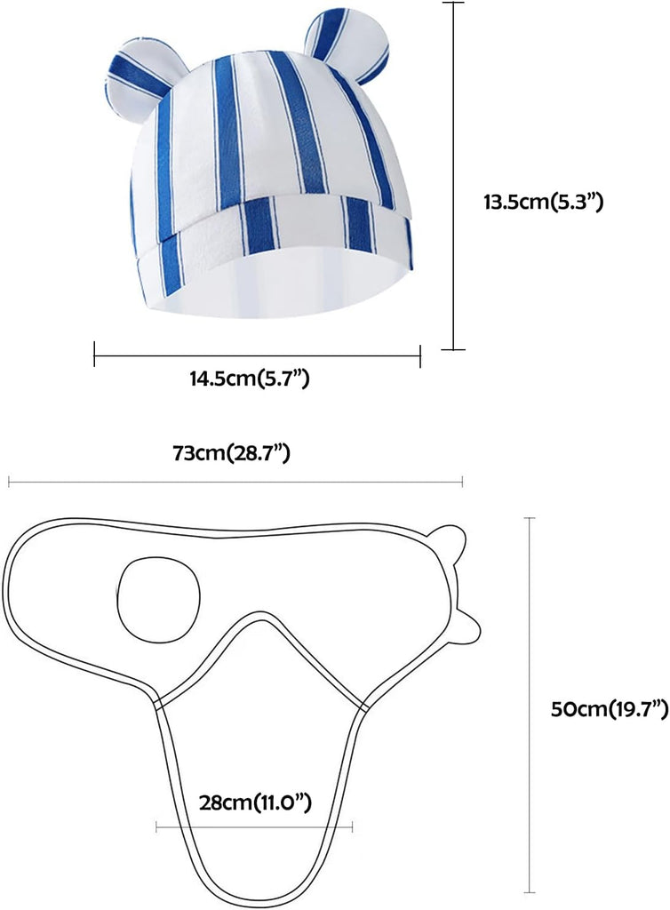 Unisex Pack Baby Swaddles for Newborns with Bear Hat (Blue Set)