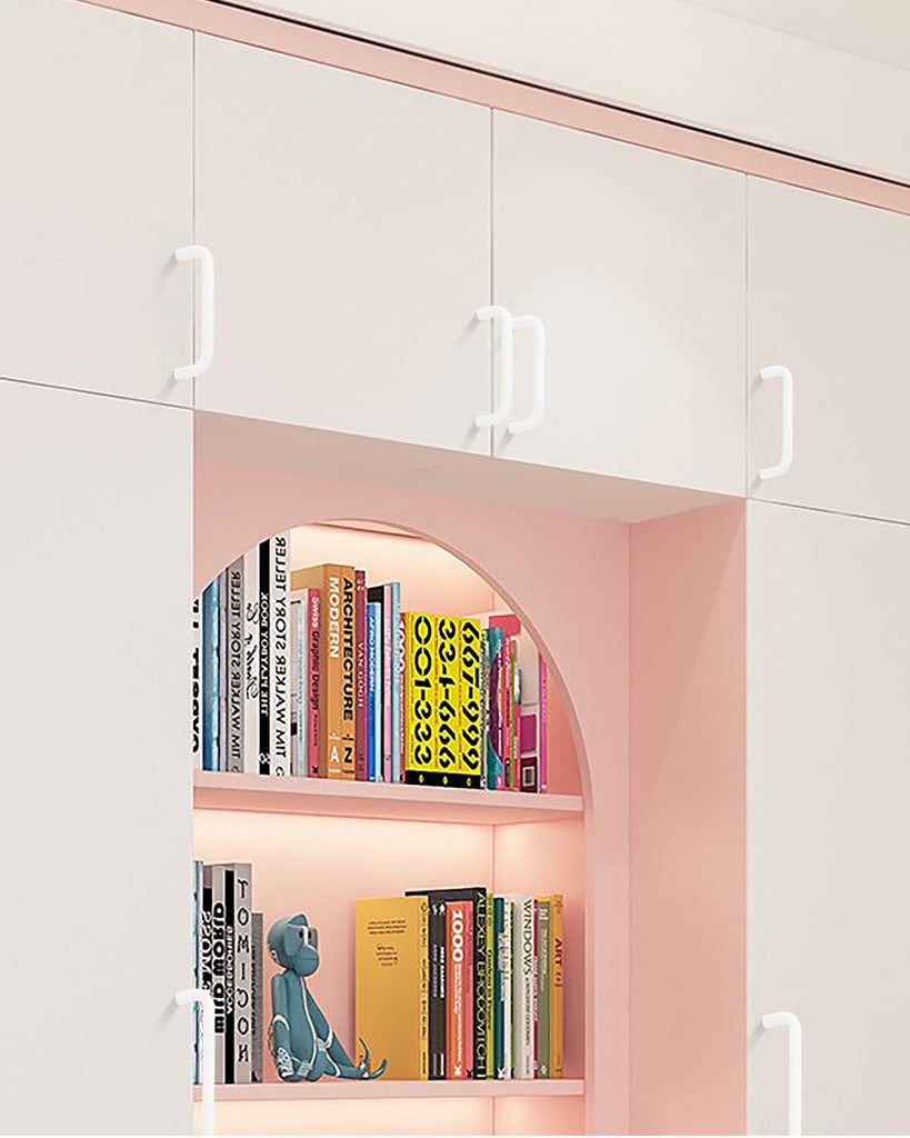 5 Pack Bright White Cabinet Pulls 3.8 Inch (96mm) Hole to Hole Drawer Handles Modern Closet Pulls for Cabinets and