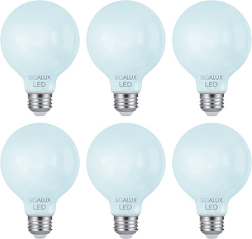 G25 LED Globe Light Bulb,Dimmable Vanity Light Bulb 60W Equivalent, E26 LED Filament Frosted Glass Bulb 5000K