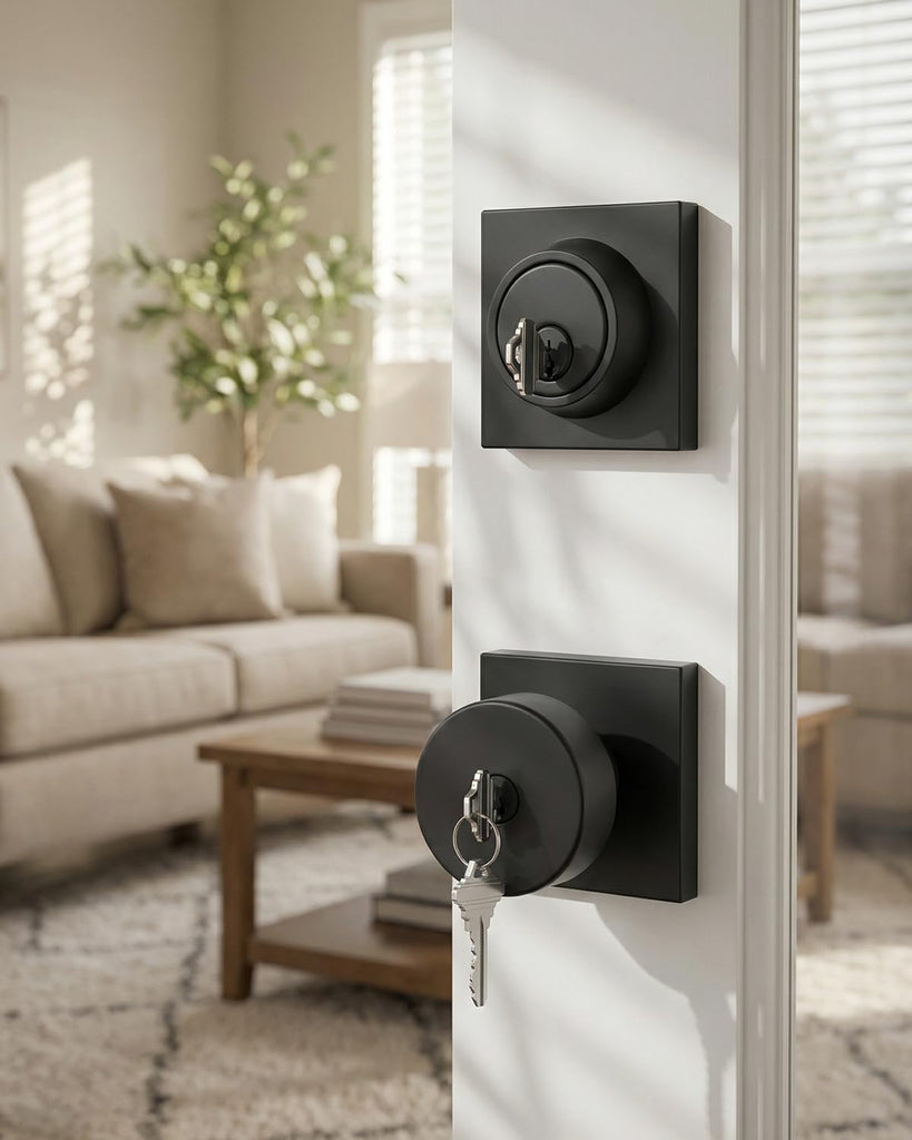 Matte Black Front Door Lock Set with Deadbolt(Keyed alike)3 Pack