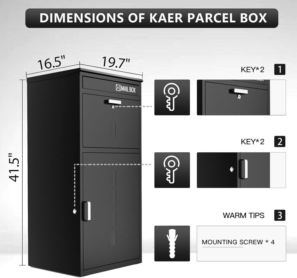 Large Package Delivery Box 41.5" Anti-Theft Locking Parcel Drop Box