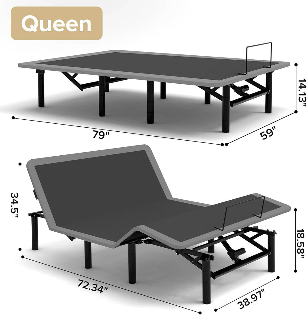 Queen Adjustable Bed Frame with Massage & Remote