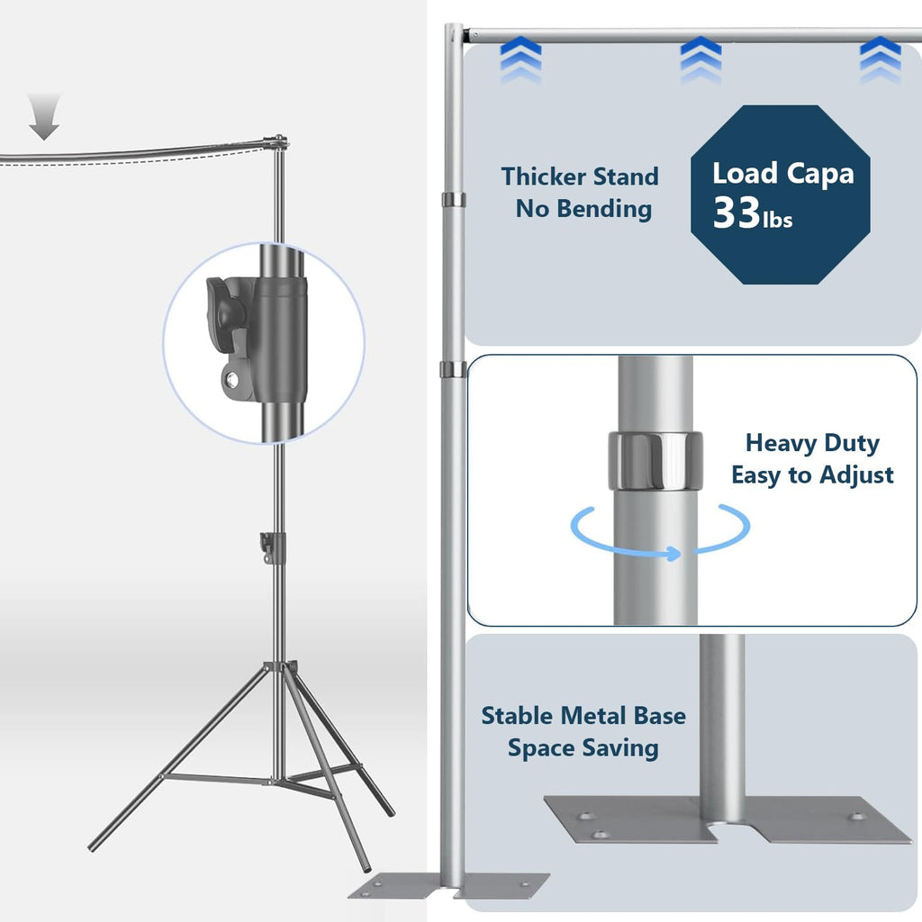 10x 8.6ft Pipe and Drap Backdrop Stand Kit, Heavy Duty Adjustable Frame Backdrop Stand for Event, Birthday Party