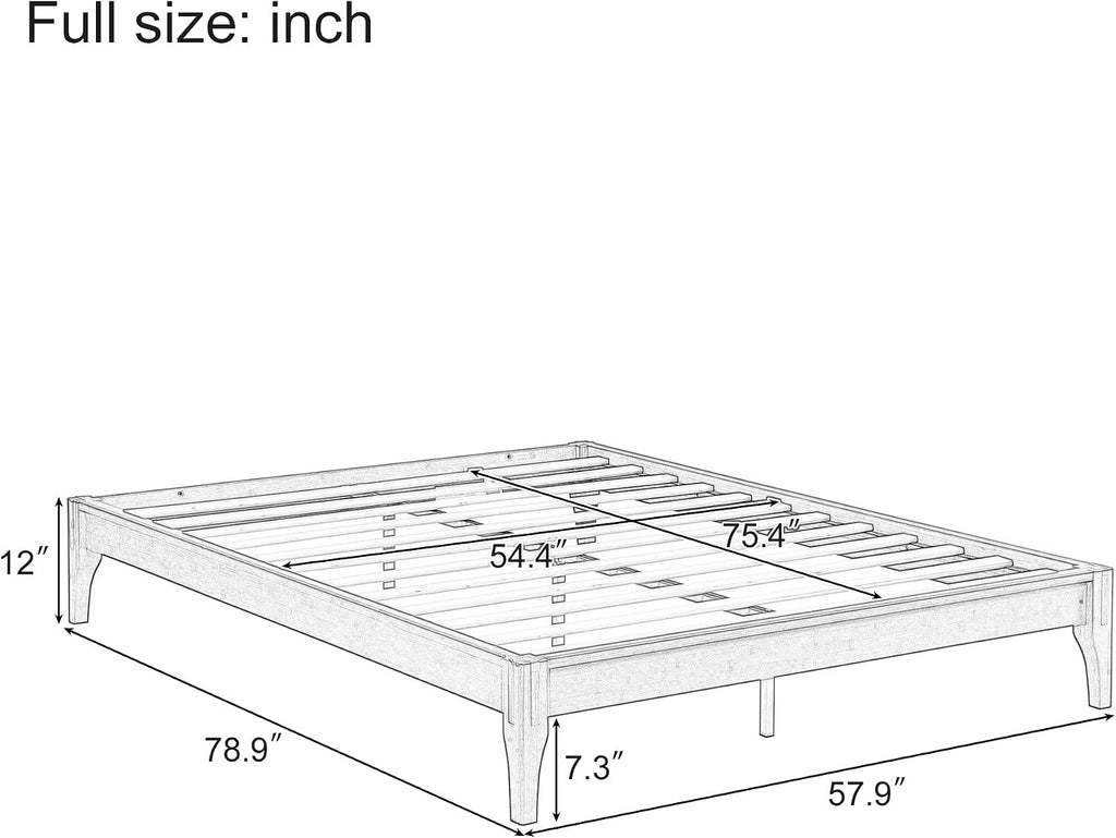 Full Size Bamboo Japanese Joinery Bed Frame, Tools Free, Natural