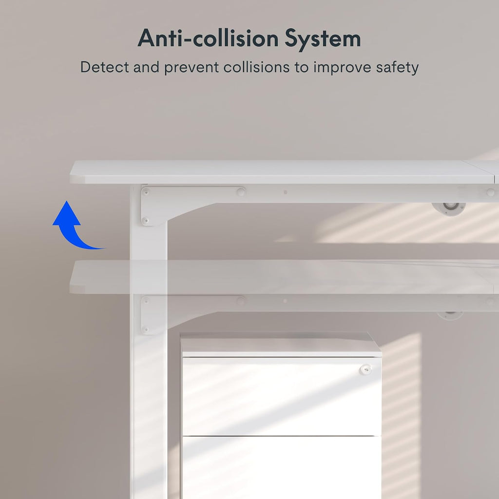 4-Leg Standing Desk, 55"x28", Electric Height Adjustable, White | Stable 4-Leg Frame, Spacious Workspace, Memory LED