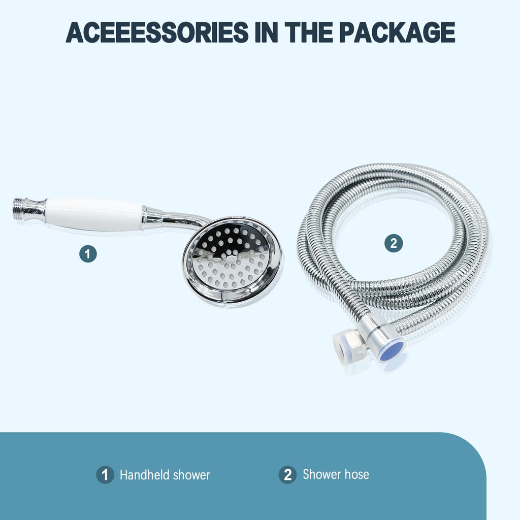 Vintage Hand-held Shower Rain Sprayer Telephone Shaped Ceramic Shower Head with 59 Inch Hose (Chrome Finish)