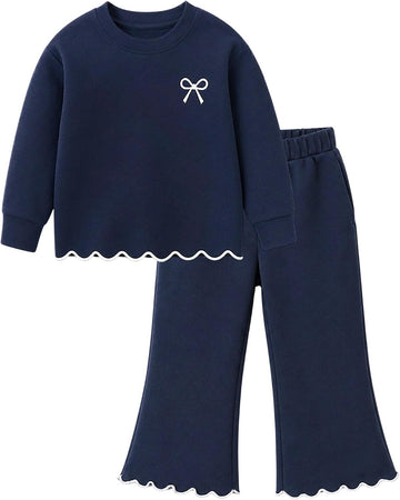 Girls Outfit Set 2 Piece Sweatshirt Top with Flare Pants