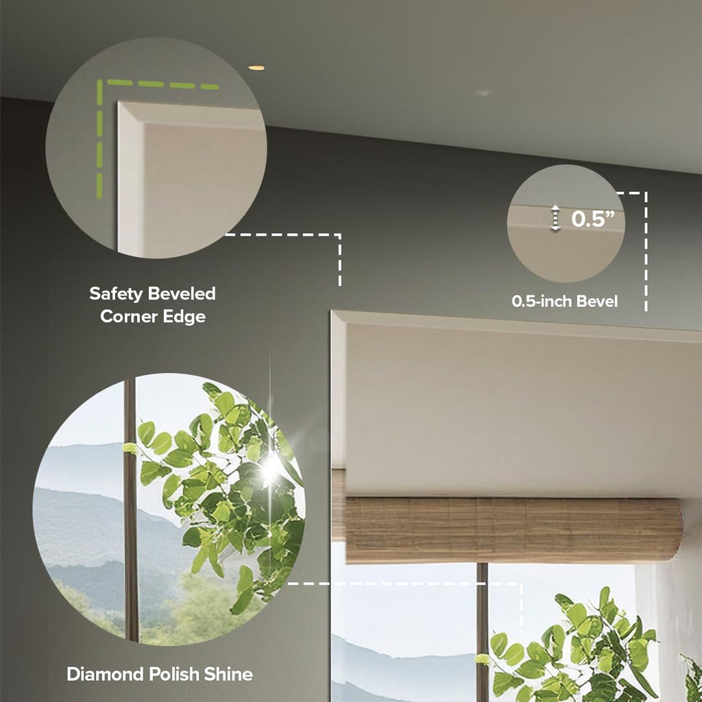 1803 Flush Mount Frameless Rectangle Mirror, 24" H