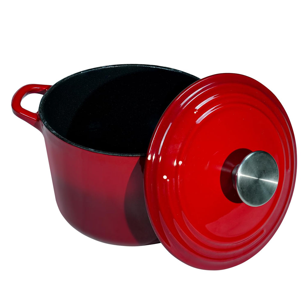 Dutch Oven Pot with Lid 1.8 Qt Cast Iron Dutch Oven for Bread Baking, Red Enameled Cast Iron Rice Pot, Small Deep