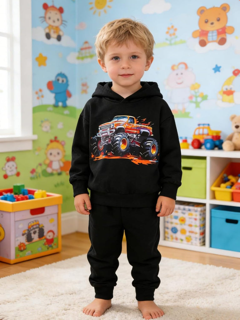 Toddler Boys' Dinosaur & Truck Print Pullover Hoodie and Sweatpants Set