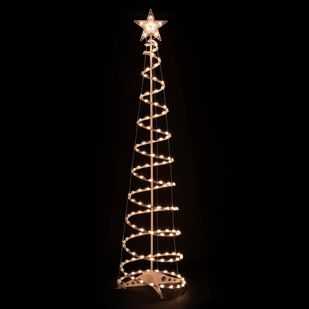 Lighted Spiral Outdoor Christmas Trees - 4' and 6' - Clear - Set of 2