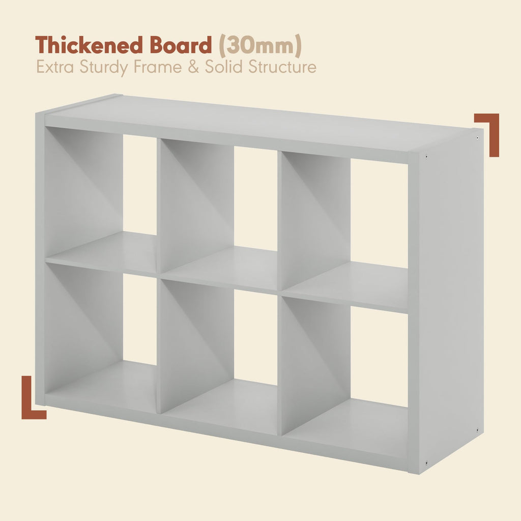 Cubicle Record Player Stand, 6-Cube Record Storage, Light Grey