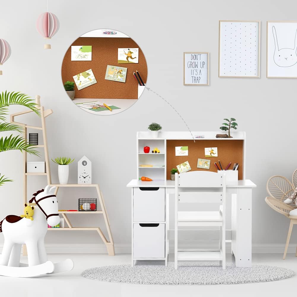Wooden Study Desk and Chair Set for Boys and Girls