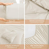 Sasttie Queen Comforter Set, 7-Piece Bed in a Bag, Pintuck Bedding Sets for All Season, Includes Comforter, Flat Sheet