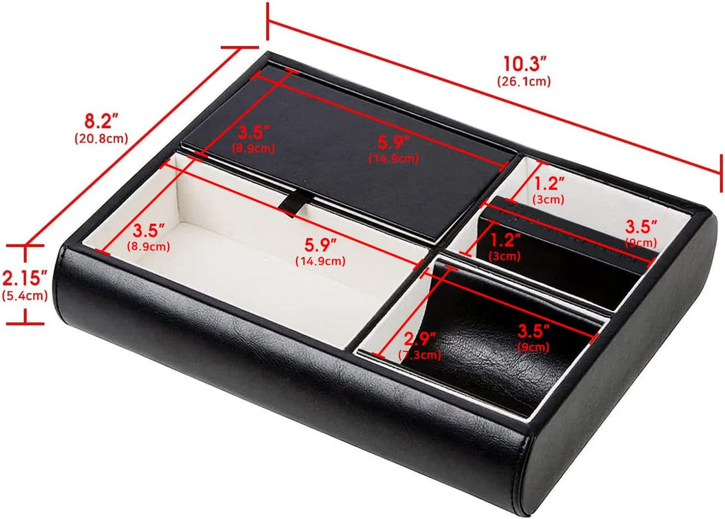 Valet Tray,Nightstand Desk or Dresser Organizer, Catch-All for Keys, Phone, Wallet, Coin, Jewelry, and More (Black /