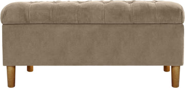 40" Ainsley Button Tufted Storage Bench - Fawn Velvet