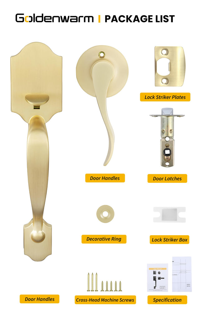 Front Door Handle, Gold Door Handle Exterior No Lock