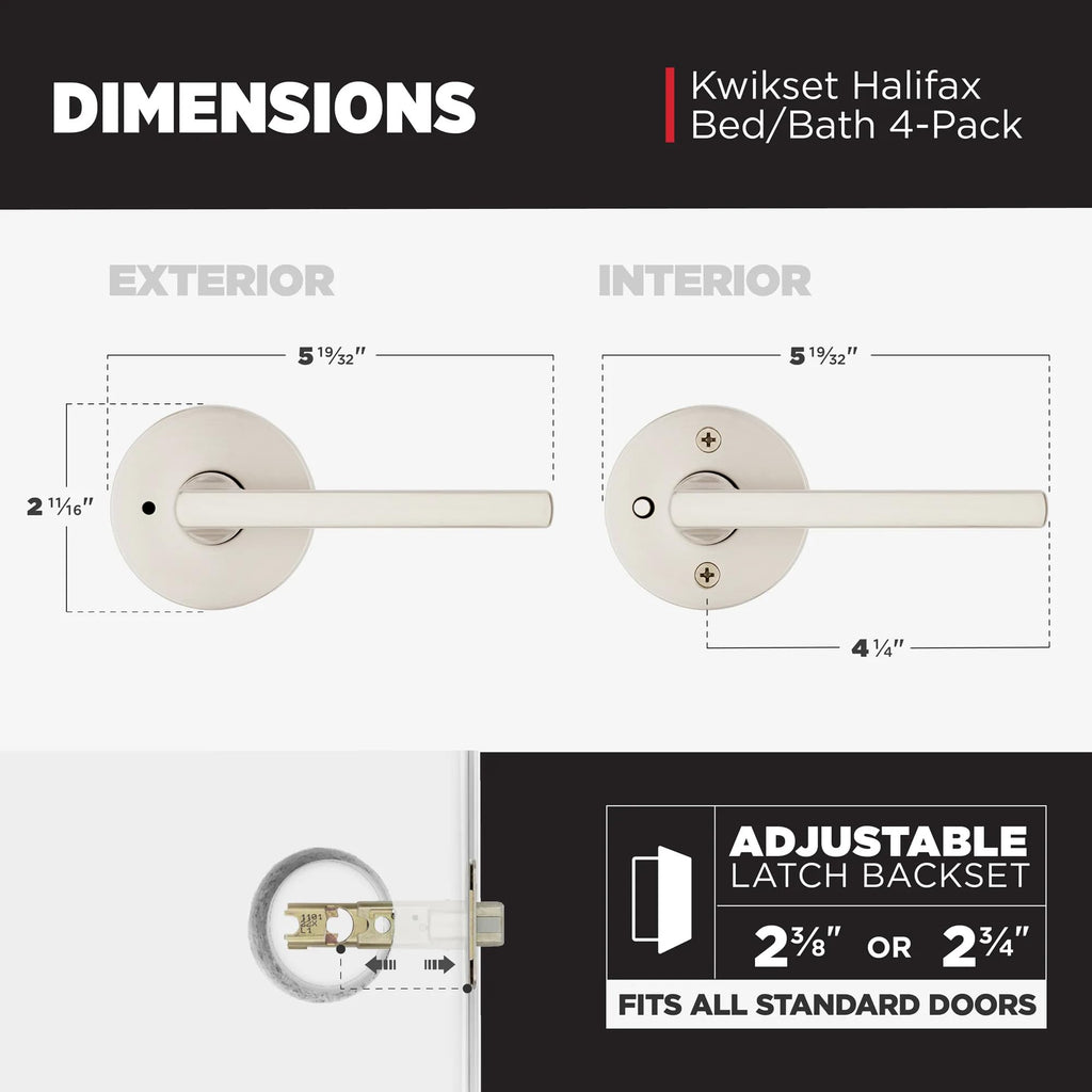 Halifax Interior Round Privacy Door Handle with Lock, Door Lever , Satin Nickel Reversible Keyless Push Button Lock