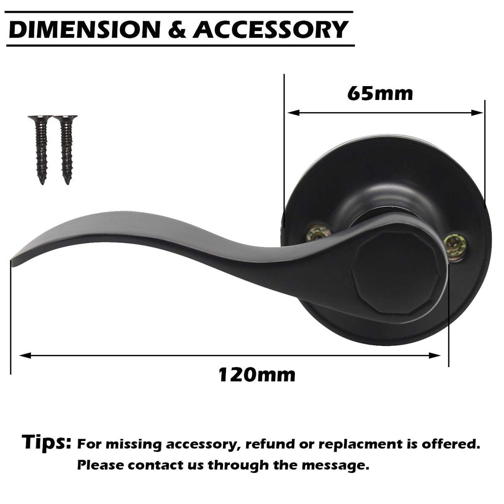 4 Pack Wave Style Dummy Door Levers, Matte Black Inactive Door Handle, 2 Right and 2 Left Handed Door Knobs