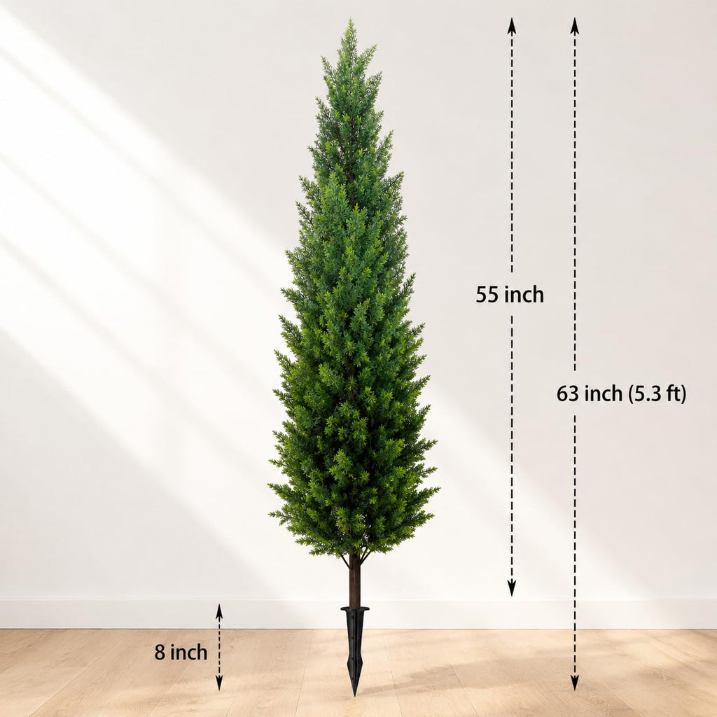 Artificial Cedar Topiary Trees 5ft Set of 2 Cypress Tree with Ground Spike