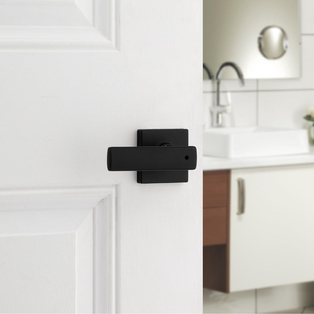 Breton Privacy Door Handle , Matte Black