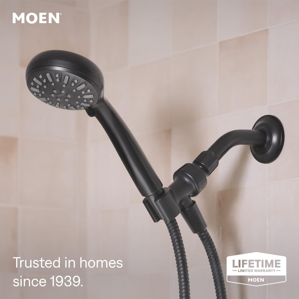 6-Function Handheld Shower Head with Hose, Detachable Hand Shower, Matte Black, 280H1BL