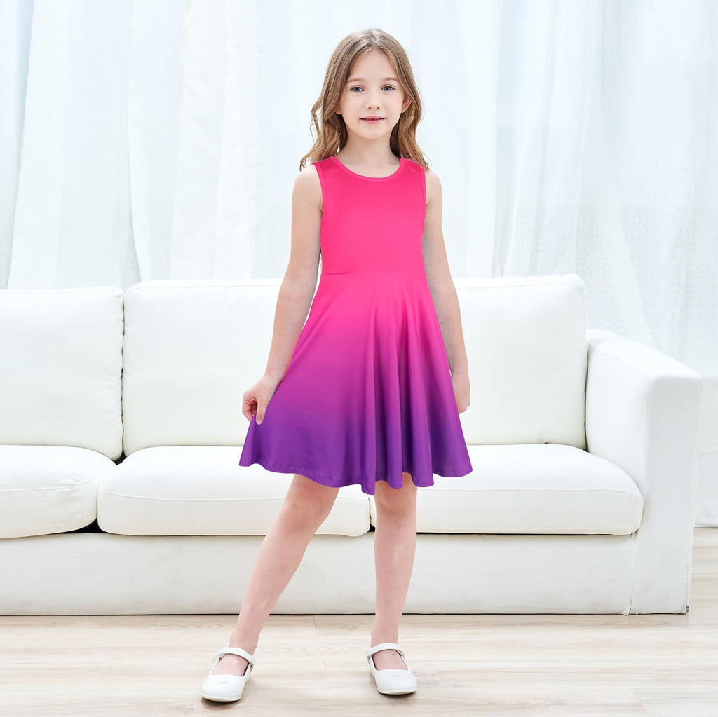 Little Girls Unicorn Dress Sleeveless Casual Twirl Dresses Print Sundress