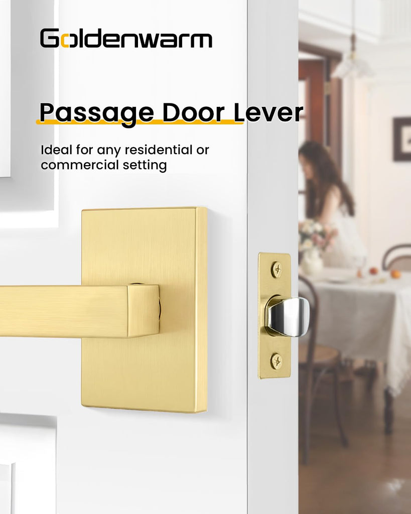 Gold Passage Door Handles, Hall Closet Handles 1 Pack