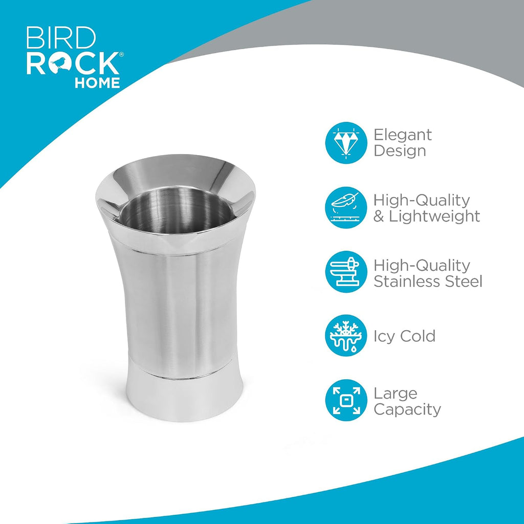 Stainless-Steel Wine Chiller - Elegant Double Wall Bucket - Single Insulated Bottle Holder - Wine or Champagne Cooler