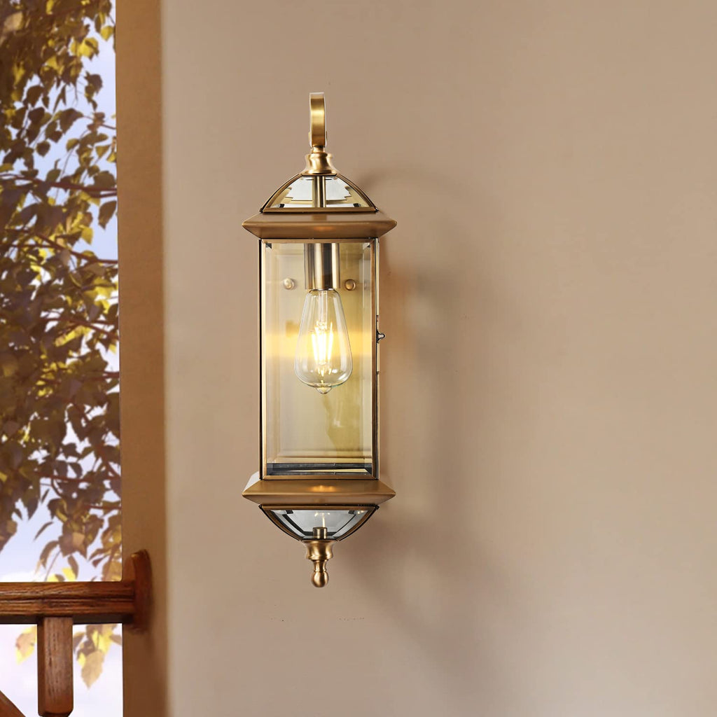 Copper Exterior Wall Light 20" H Outdoor Light Fixture Waterproof Wall Sconce Oil Rubbed Brass Porch Light with Clear