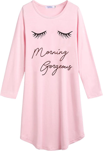Girls Nightgowns Long Sleeve Print Pajama Sleep Dress Soft Nightie