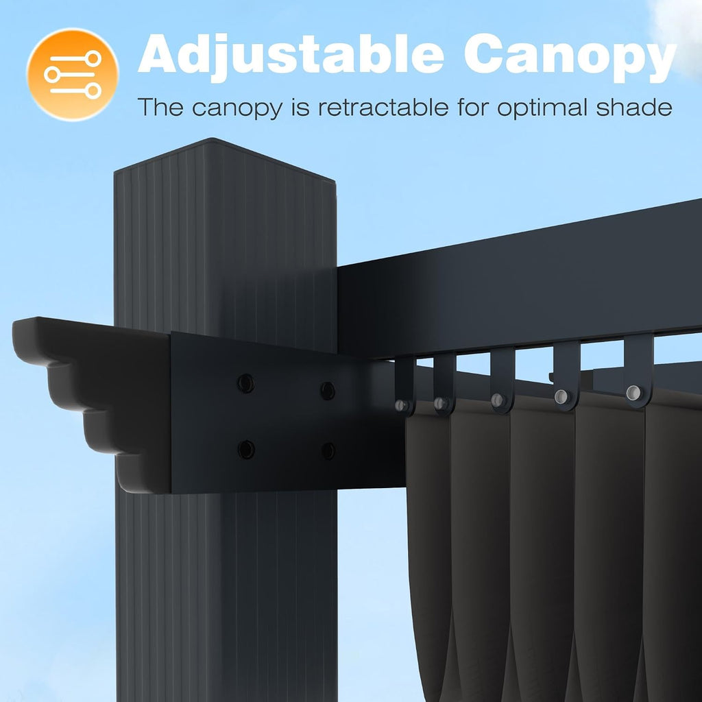 12' X 16' Outdoor Pergola, Aluminum Pergola Patio with Weather-Resistant Canopy for Backyard Deck Garden, Grey
