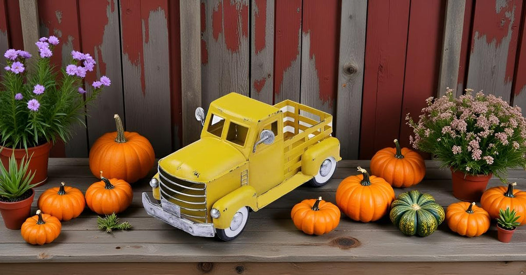 Metal Truck Planter, Farmhouse Truck Decor, DIY Home Decor & Seasonal Decor, Yellow