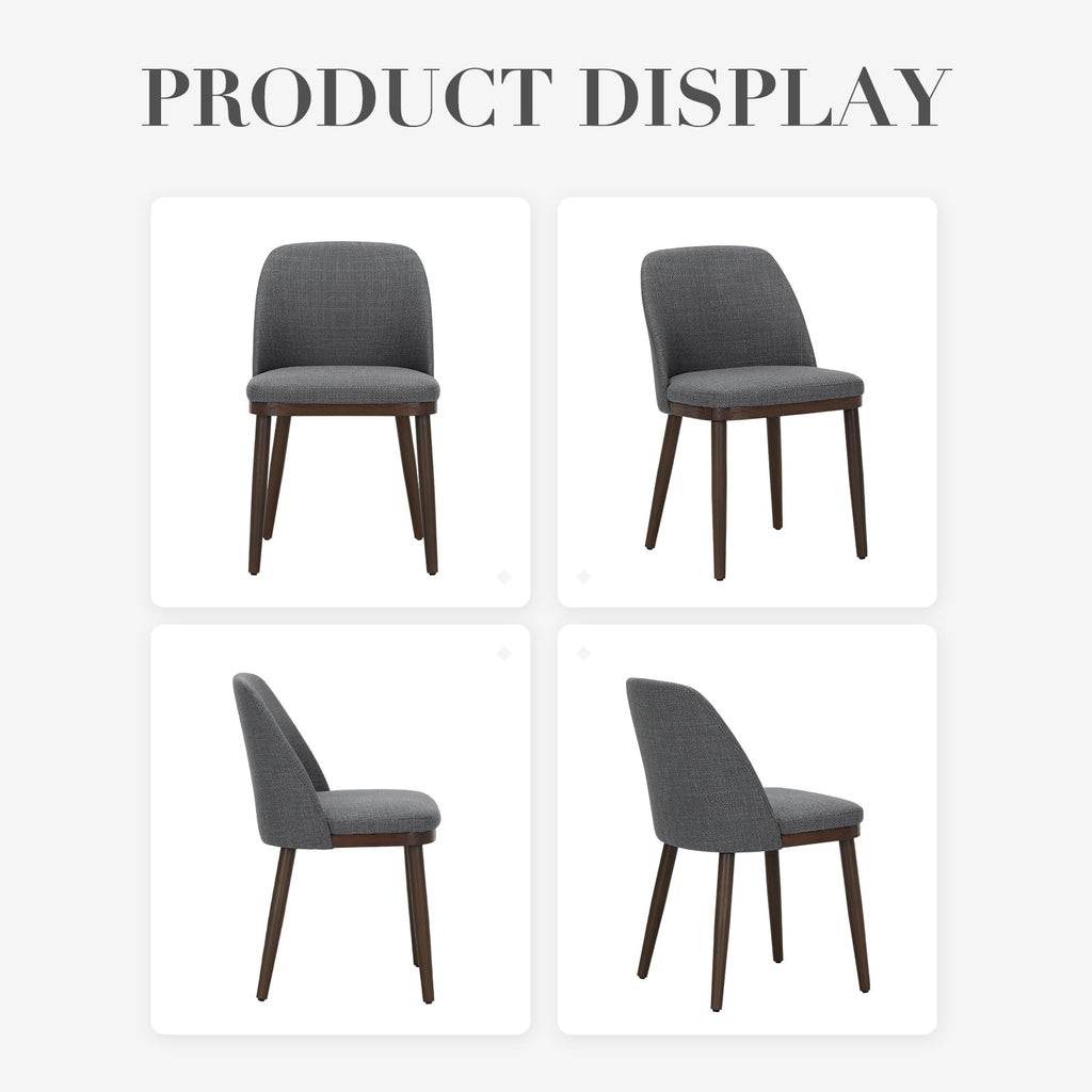 Upholstered Dining Chairs Set of 2, Modern Kitchen Chairs with Back, Fabric Side Chair with Wood Legs Restaurant