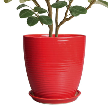 Ceramic Planter 10 Inch - Ceramic Pot for Plants Large Plant Pot Indoor with Drainage Hole and Saucer Round Outdoor