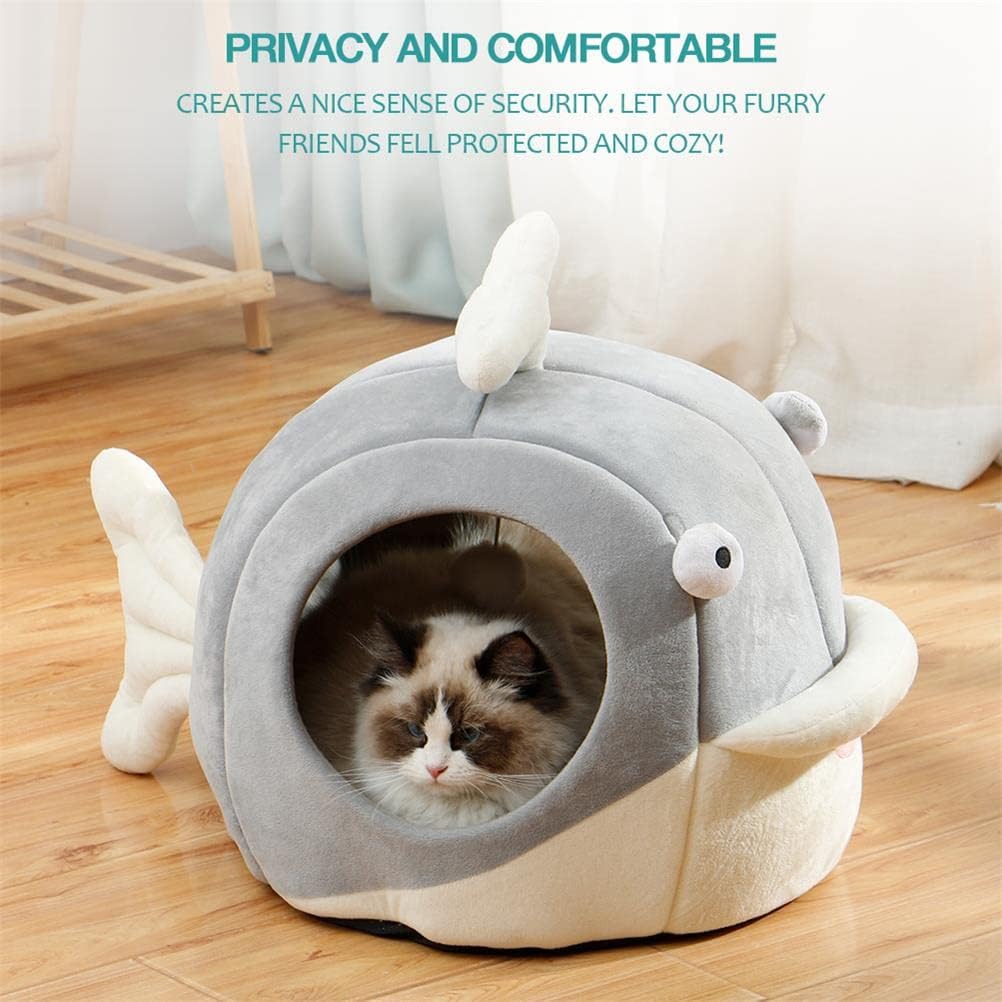 Cat Beds for Indoor Cats - Cat Bed Cave with Removable Washable Cushioned Pillow, Soft Plush Premium Cotton No