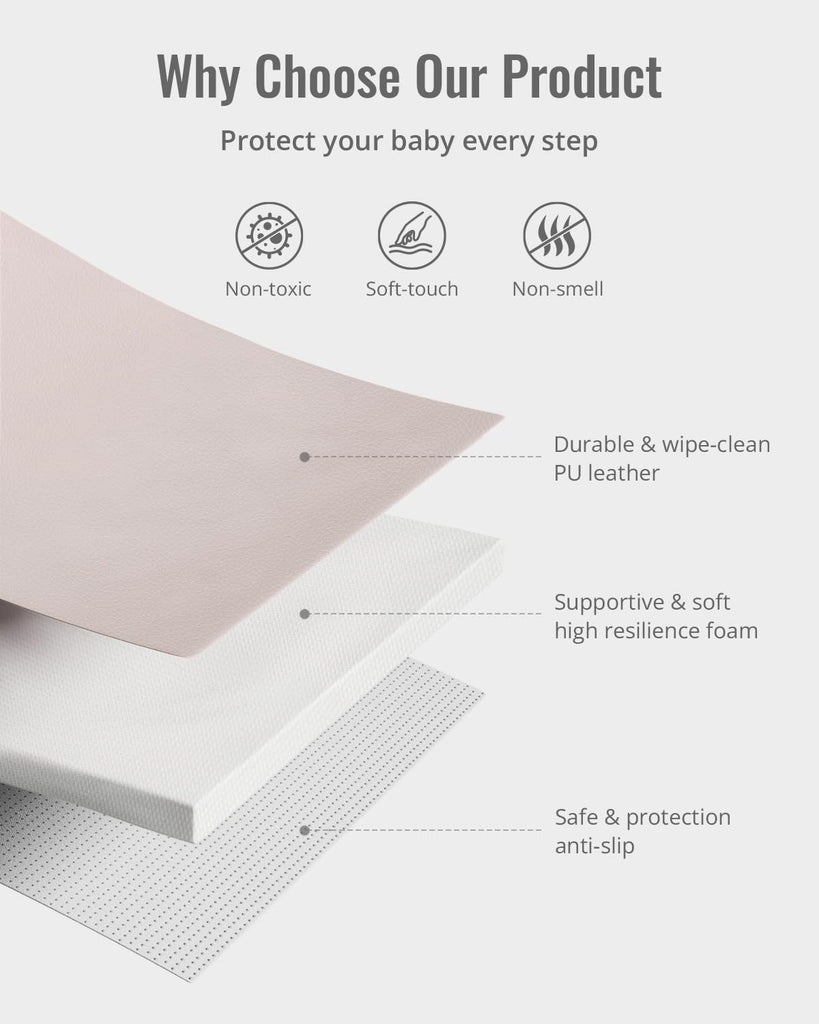 Vegan Leather Baby Play Mat, 47''x47'', Taupe