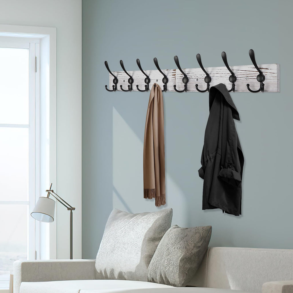 Coat Rack Wall Mount 31.5'' Coat Hanger Wall Mount Old White Coat Hooks for Wall Rustic Towel Racks Living Room Coat
