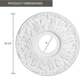 Medallion for Ceiling Light, 15-1/2-Inch Victorian Molded Plastic Ceiling Medallion in Traditional White Finish for