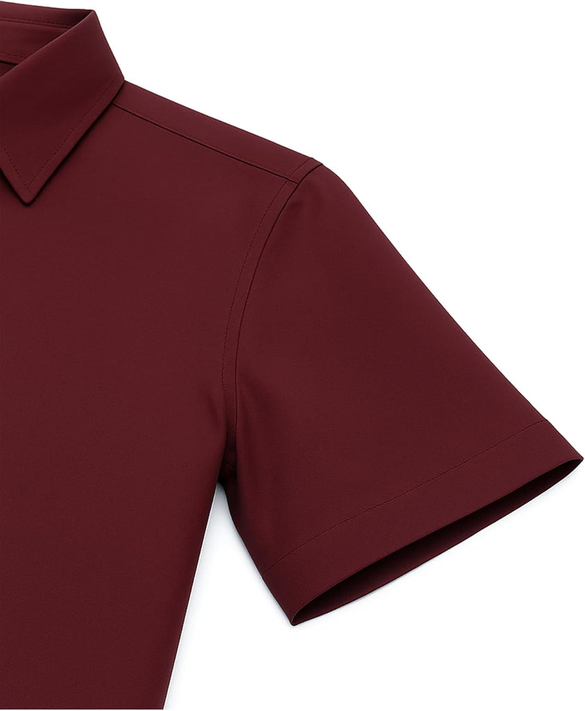 Boys Classic Short Sleeve Button Down Casual Solid Dress Shirt