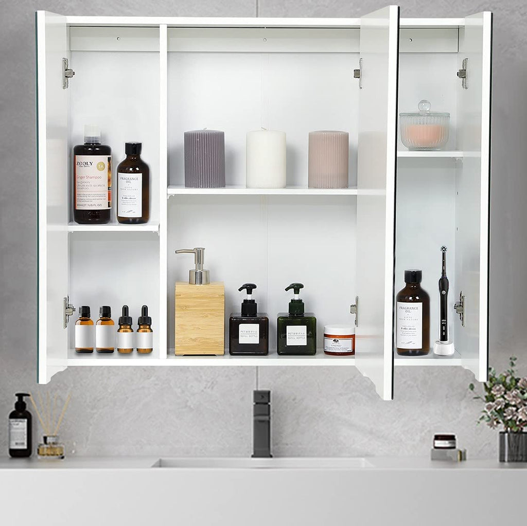 Medicine Cabinet Bathroom Mirror Cabinet with 3 Door 27.6x23.62 Inch Bathroom Wall Cabinet with Mirror Wall Mirror