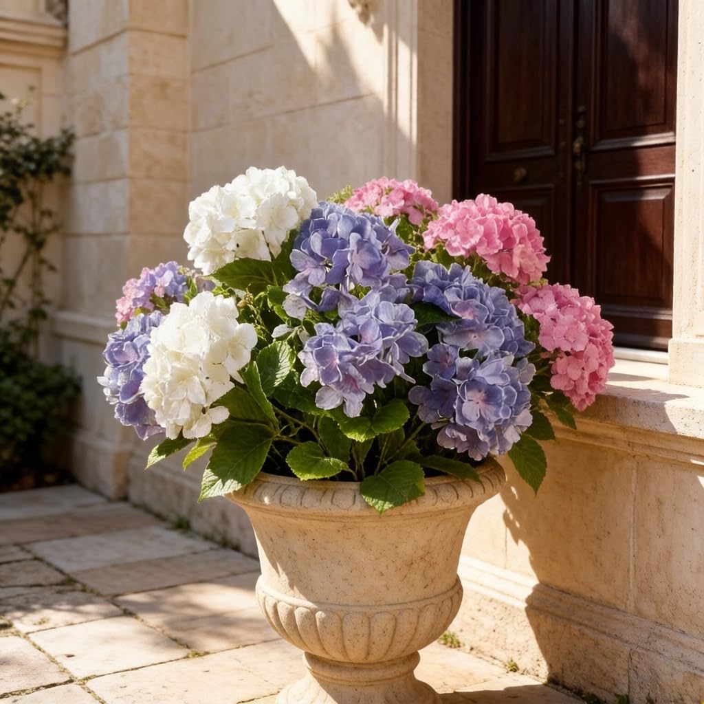 Artificial Flower for Outdoor, 6 Pcs Fake Bush Plant UV Resistant for Outdoors Front Porch Indoor Home Garden Decor