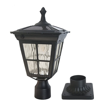 Solar Lamp Post Light, Cast Aluminium Waterproof LED with Glass Outdoor Dusk to Dawn Solar Post Light for