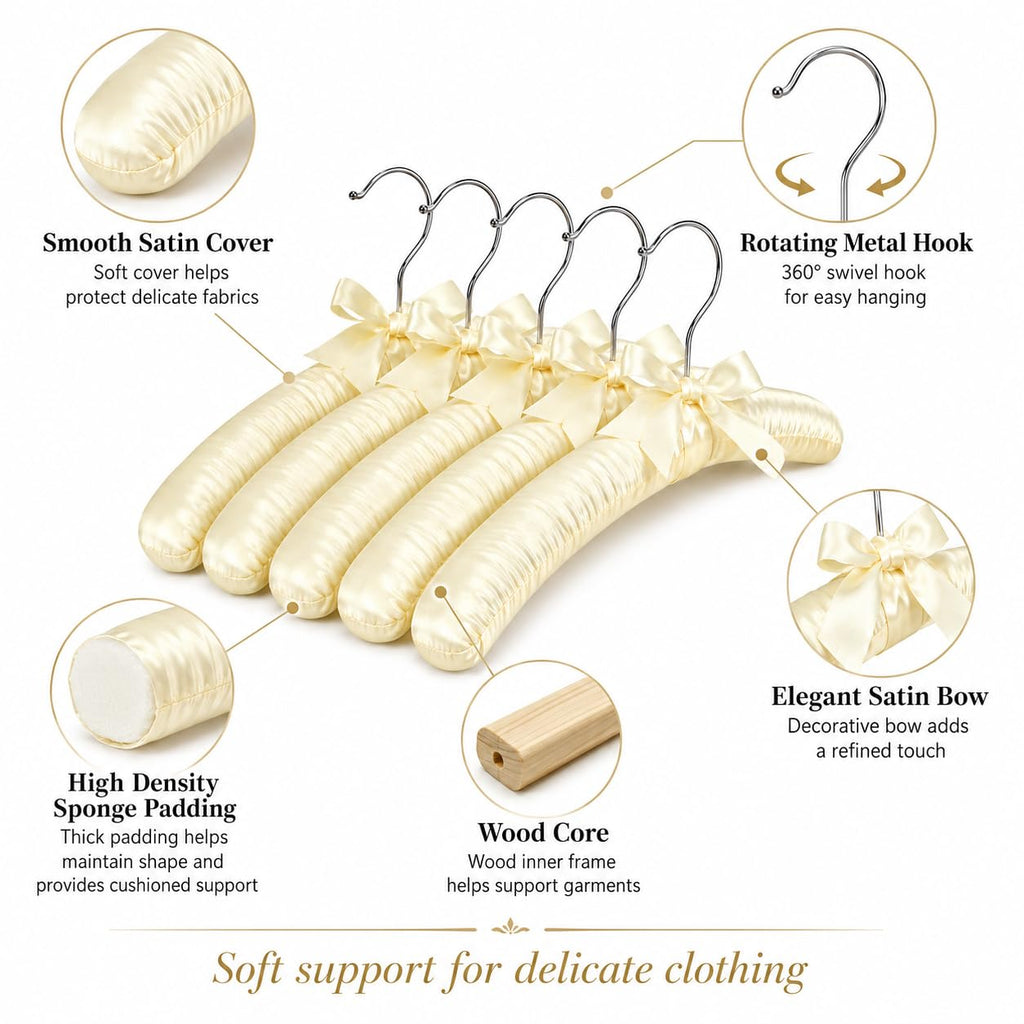 Padded Hangers for Women Clothing, Satin Padded Hangers, Sweater Hangers
