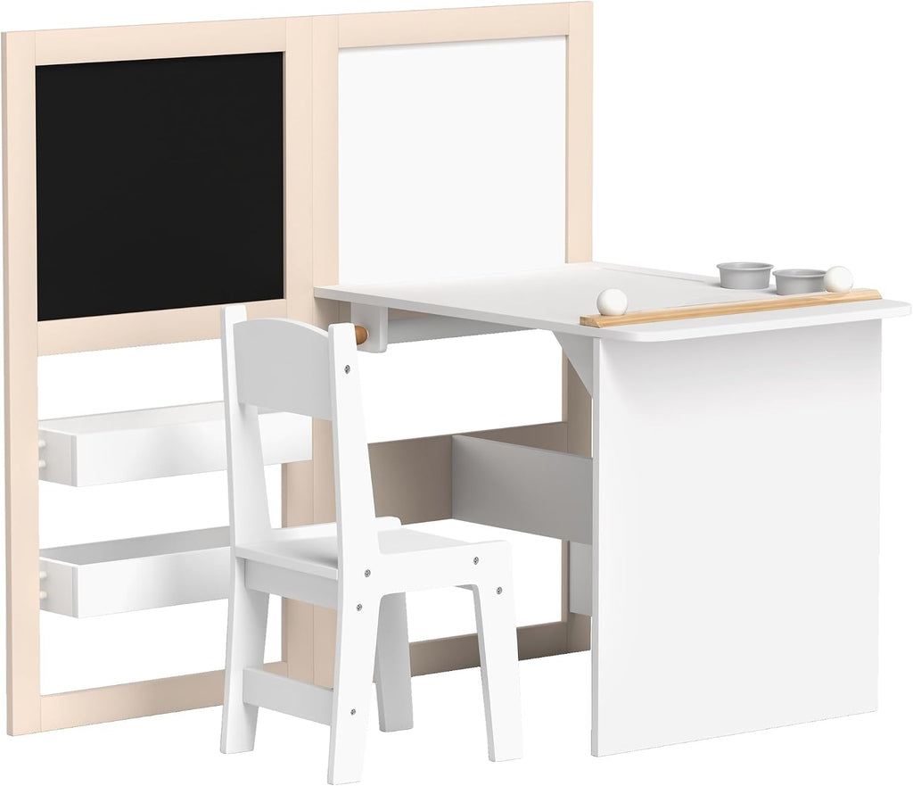 In-1 Kids Table and Chair Set with Storage, Whiteboard and Blackboard