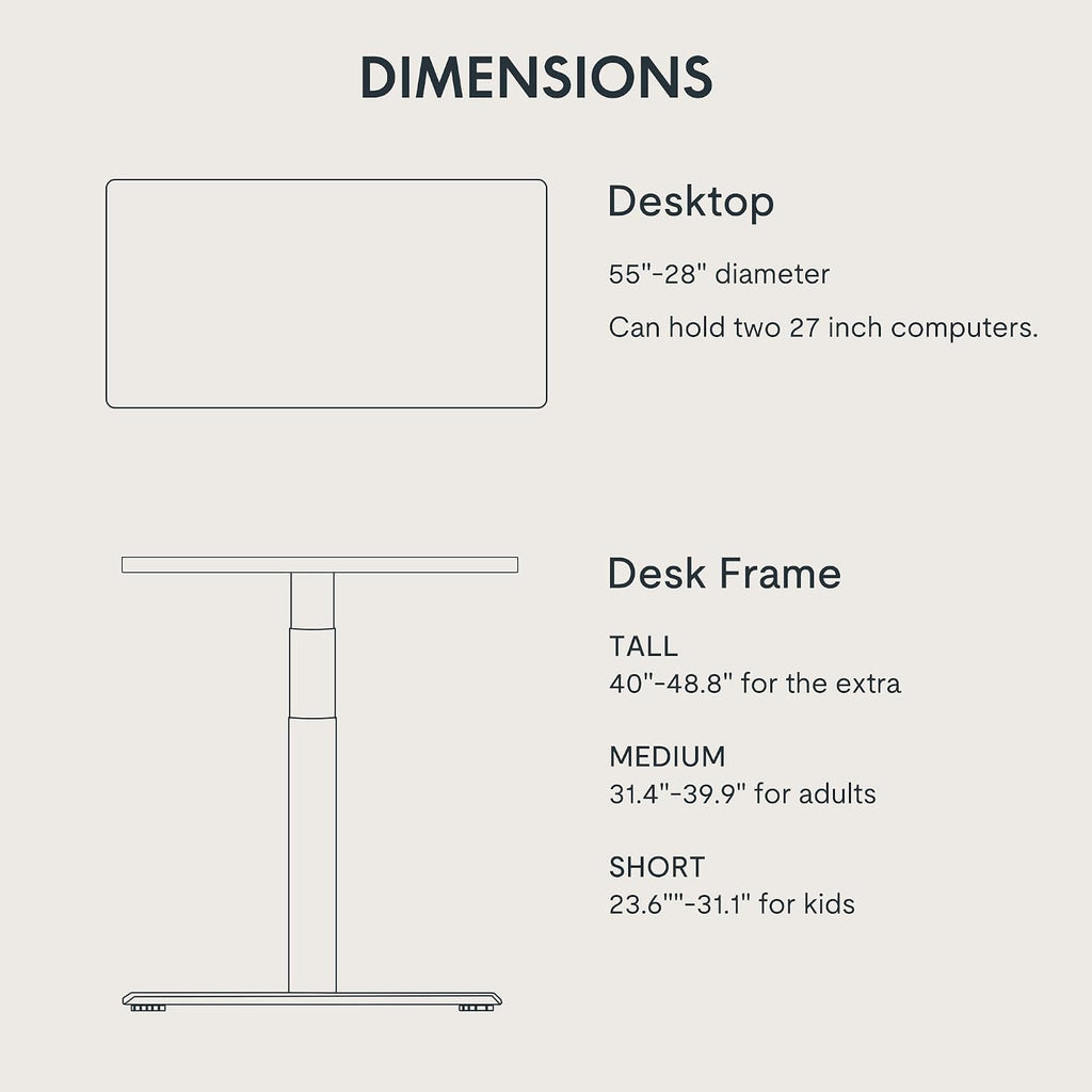 E6 Pro 55" x 28" Dual Motor Electric Standing Desk, Organic Modern Oval Leg Design, 3-Stage Height Adjustable Sit